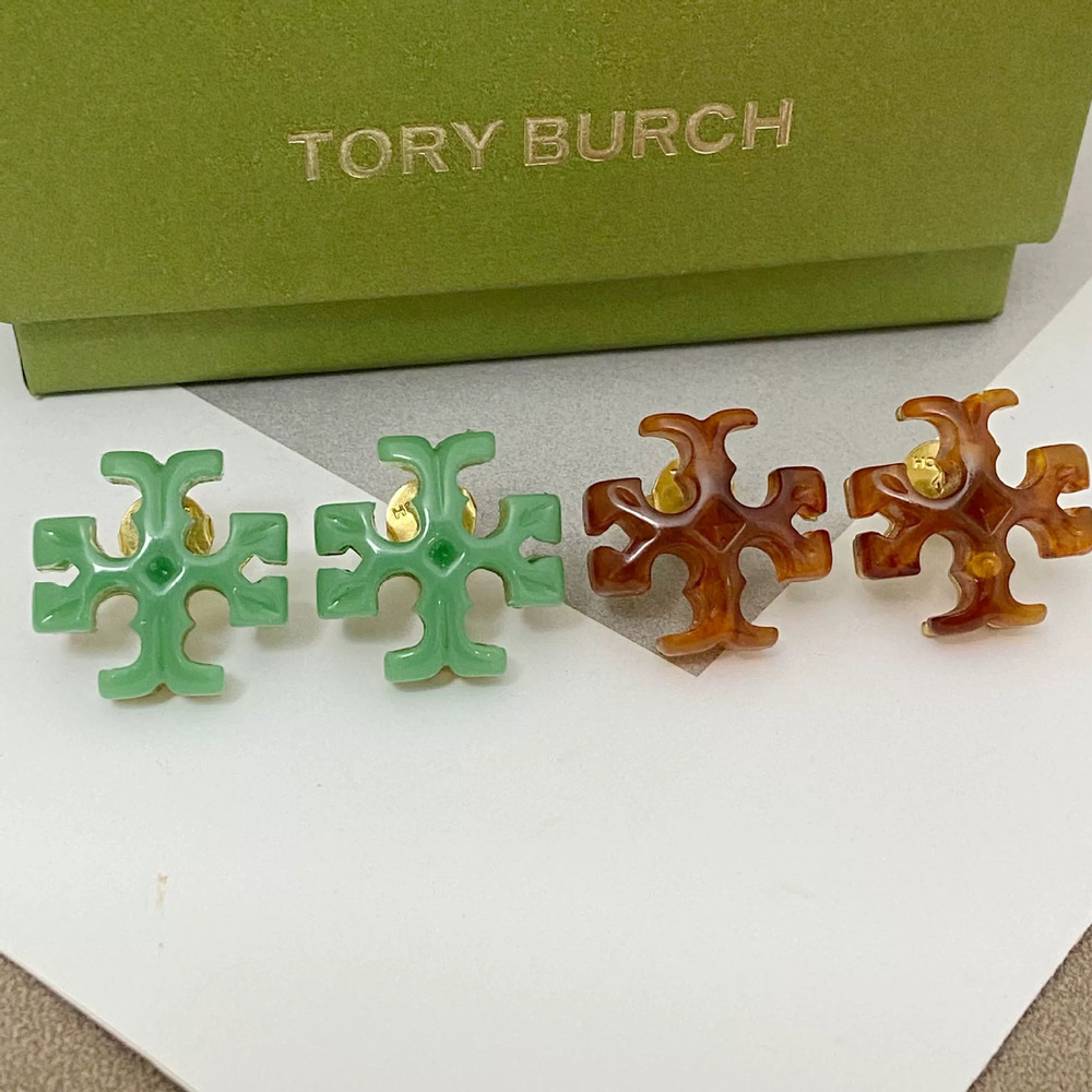 Tory Burch Acrylic Letter Stud Earrings